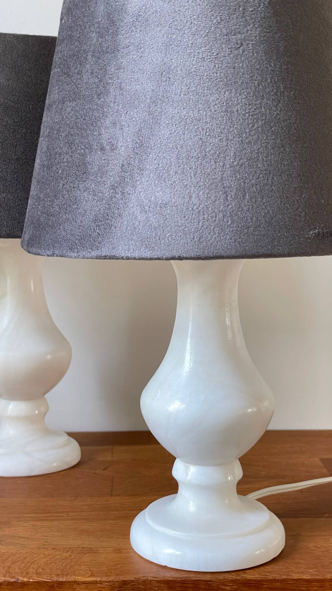 Paire lampes albâtre vintage