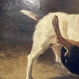 Jean Baptiste Louis Guy? Oil on panel, two bulldogs fighting