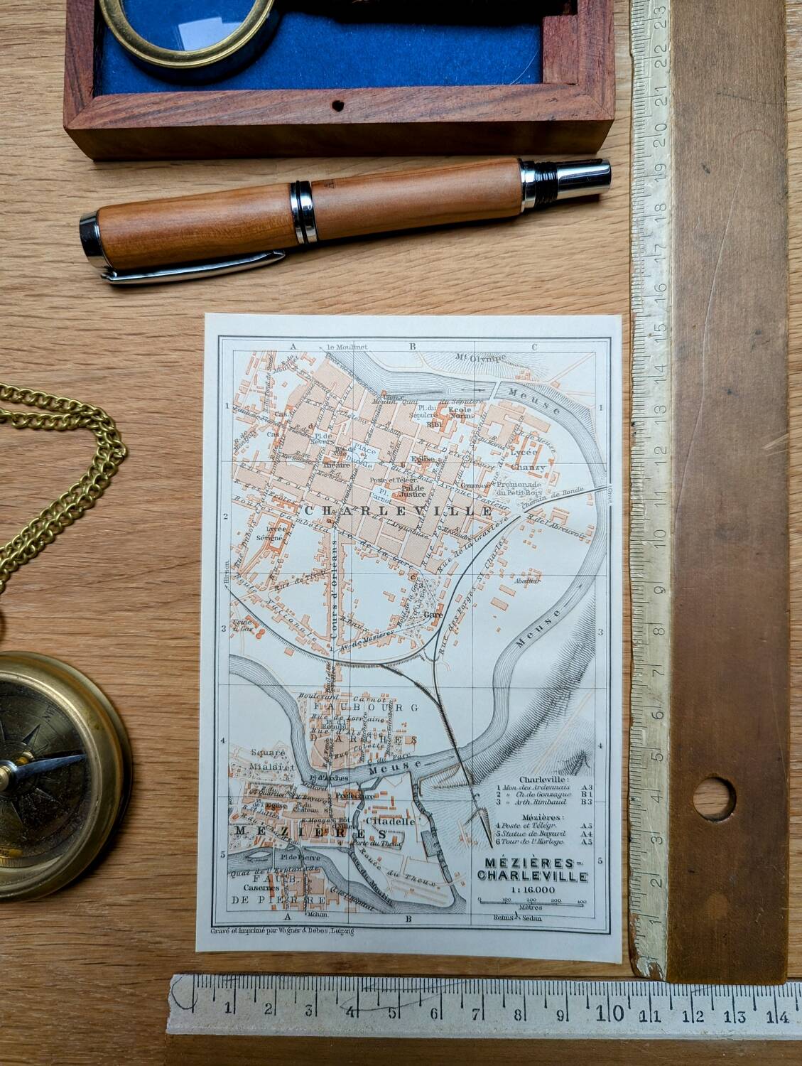 Printed in 1908, map of Charleville-Mézières