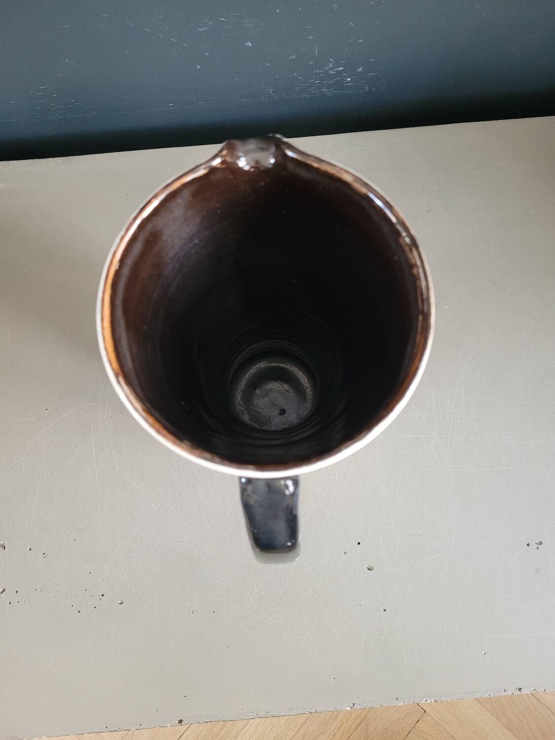 Vintage black and white diabolo pitcher