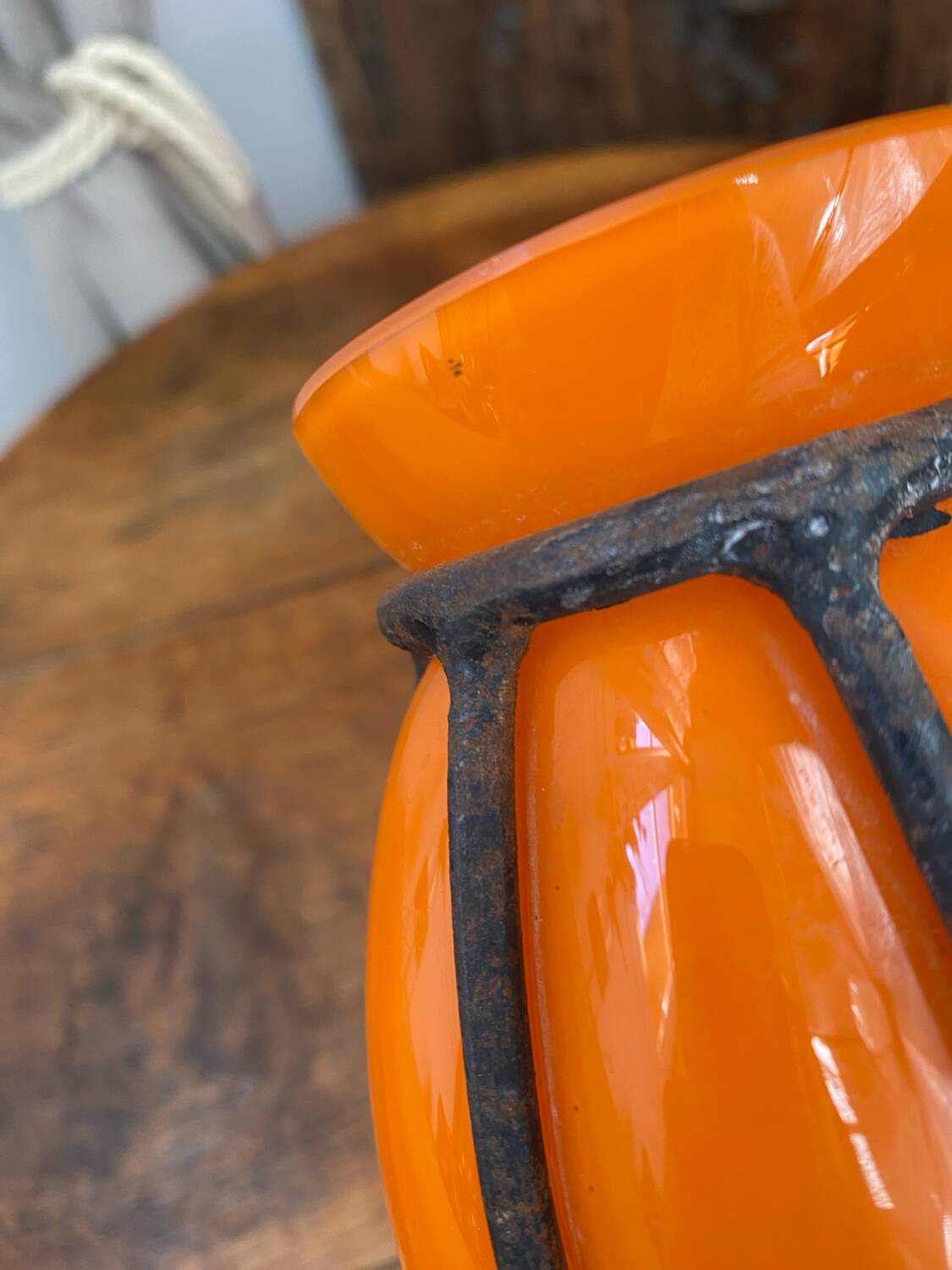 Blown glass vase encased