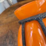 Blown glass vase encased