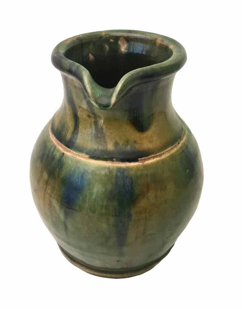 Vintage enameled terracotta pitcher