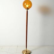 Teak and Amber colored Glass Floor Lamp