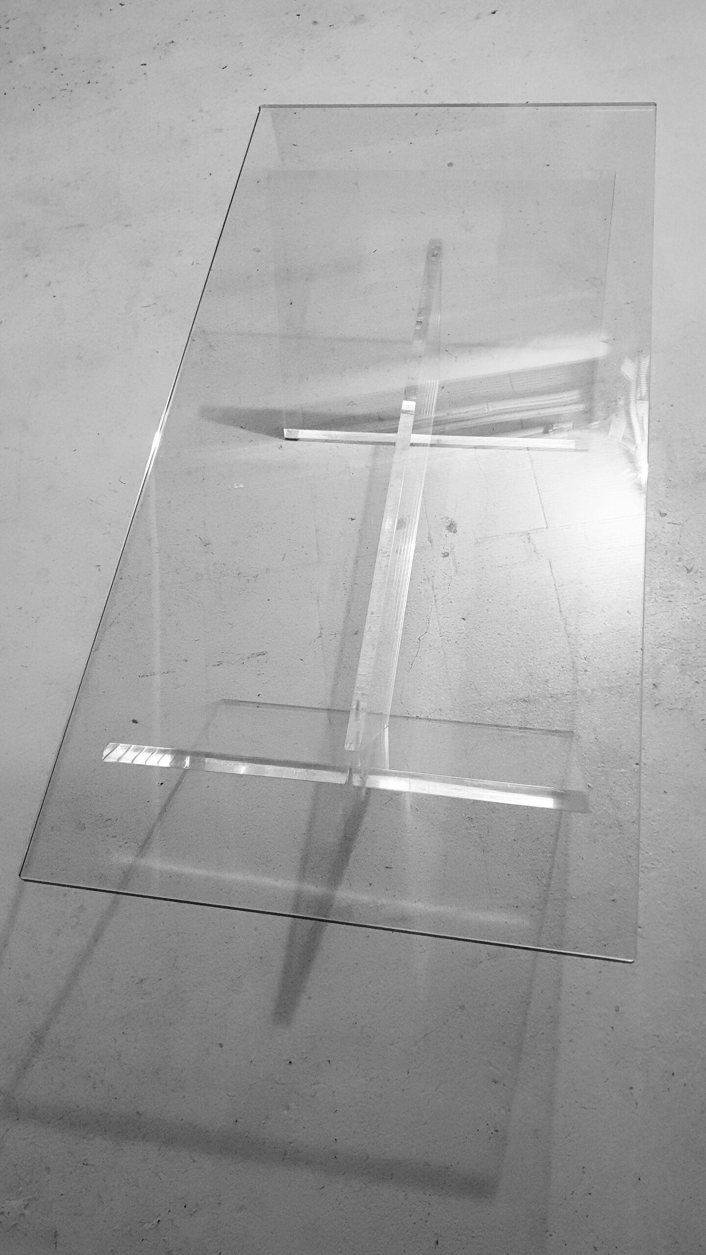 Glass and plexiglass coffee table 1970