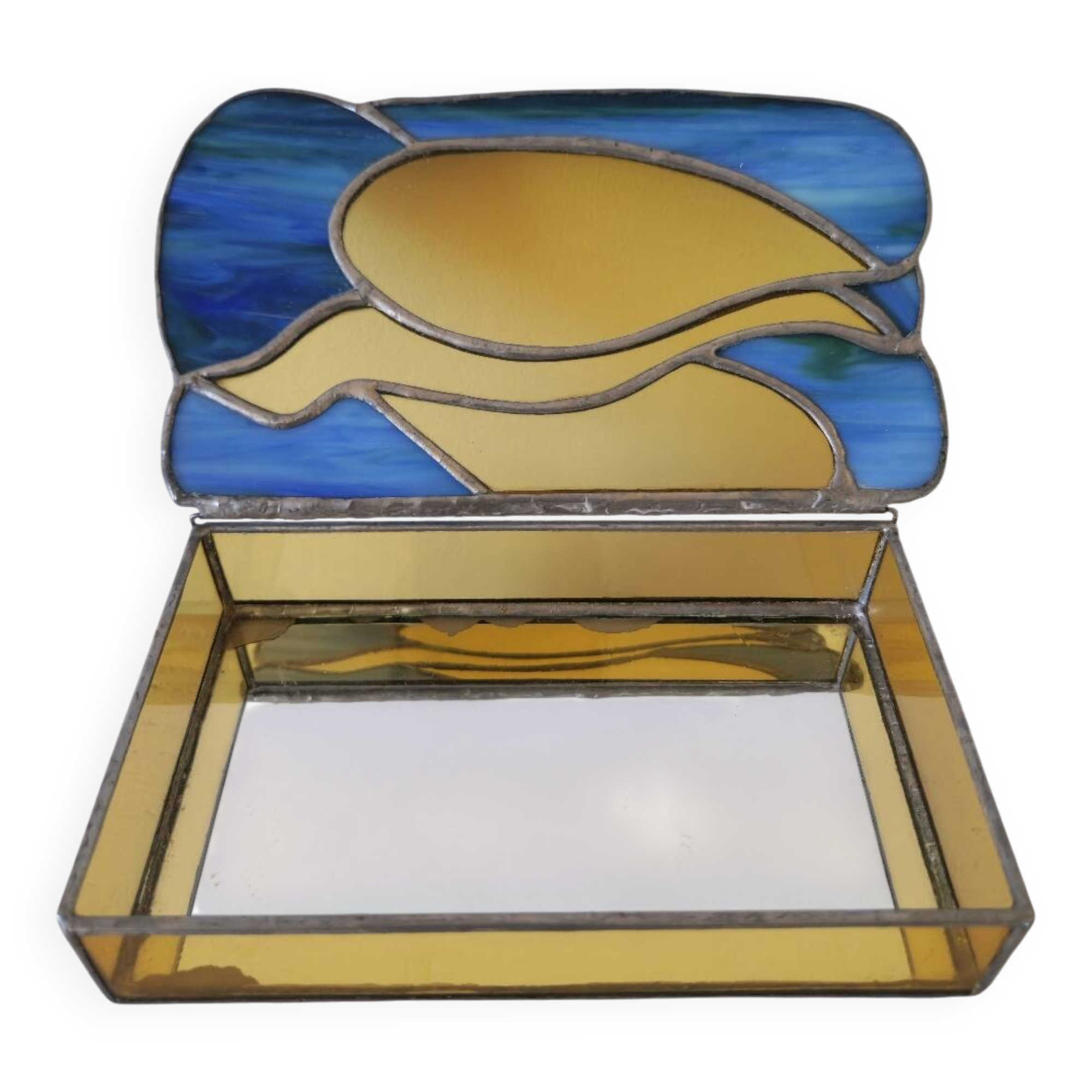 1950s stained glass jewelry box