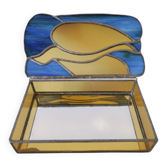 Boîte à bijoux vitrail 1950
