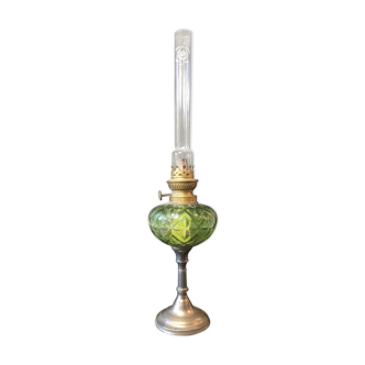 Oil lamp tinted glass and tin