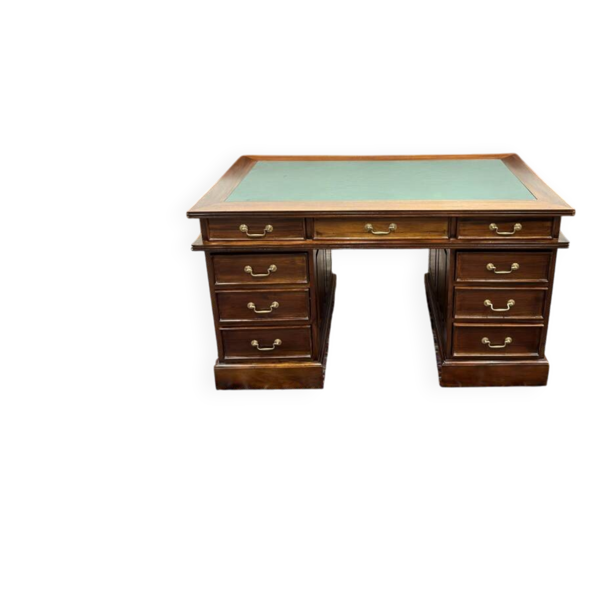 Classic English Desk with Green Leather