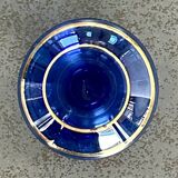 Soliflore en verre vert bleu translucide avec filets dorés - 15 cm
