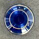 Translucent green blue glass soliflore with gold trim - 15 cm