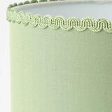 Pair of Chinese table lamps in Delft blue ceramic with new green silk shades.