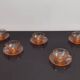 5 Rosaline Arcoroc twisted pink glass cups and saucers