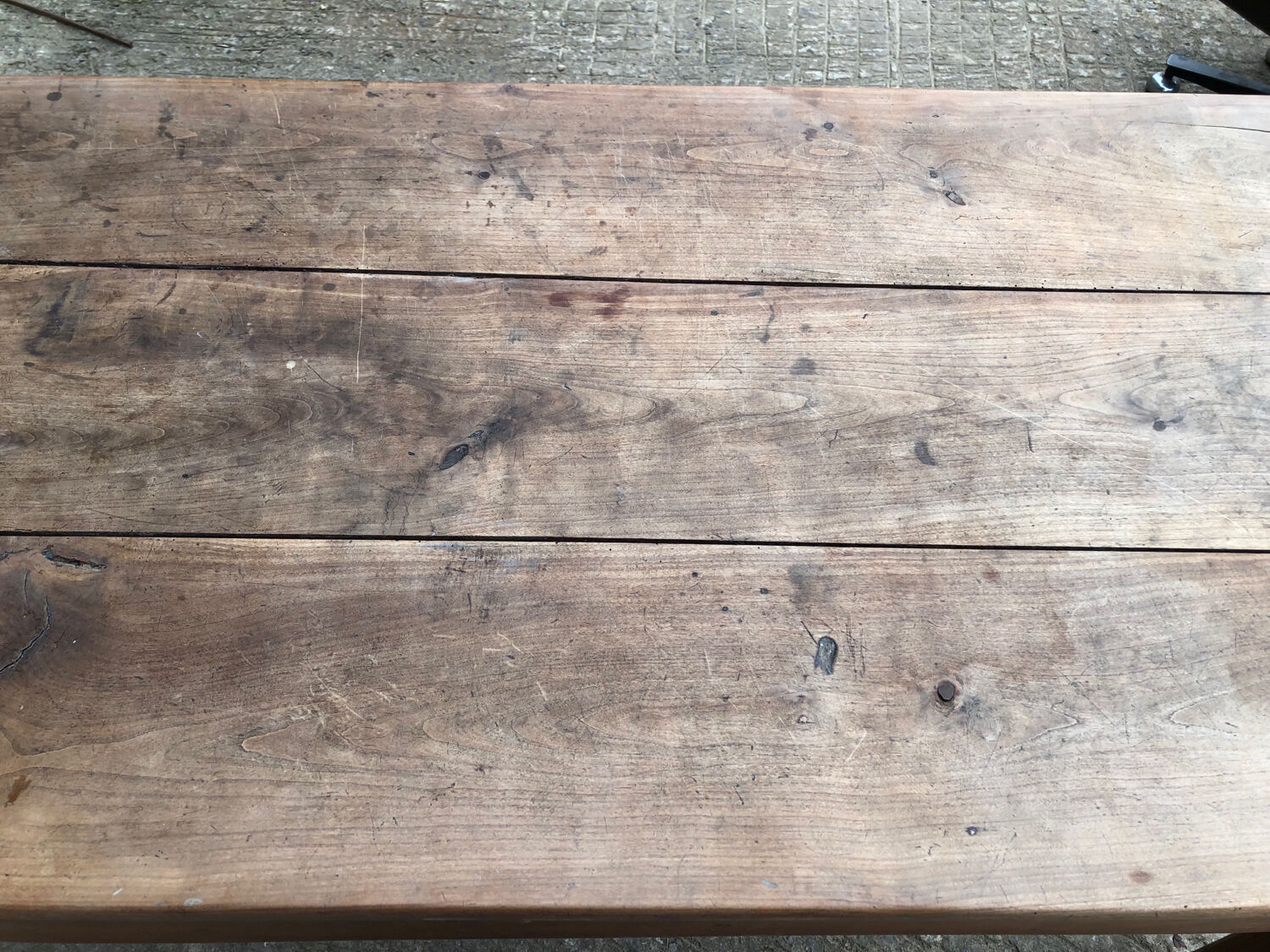 Antique cherry farmhouse table with 3 drawers
