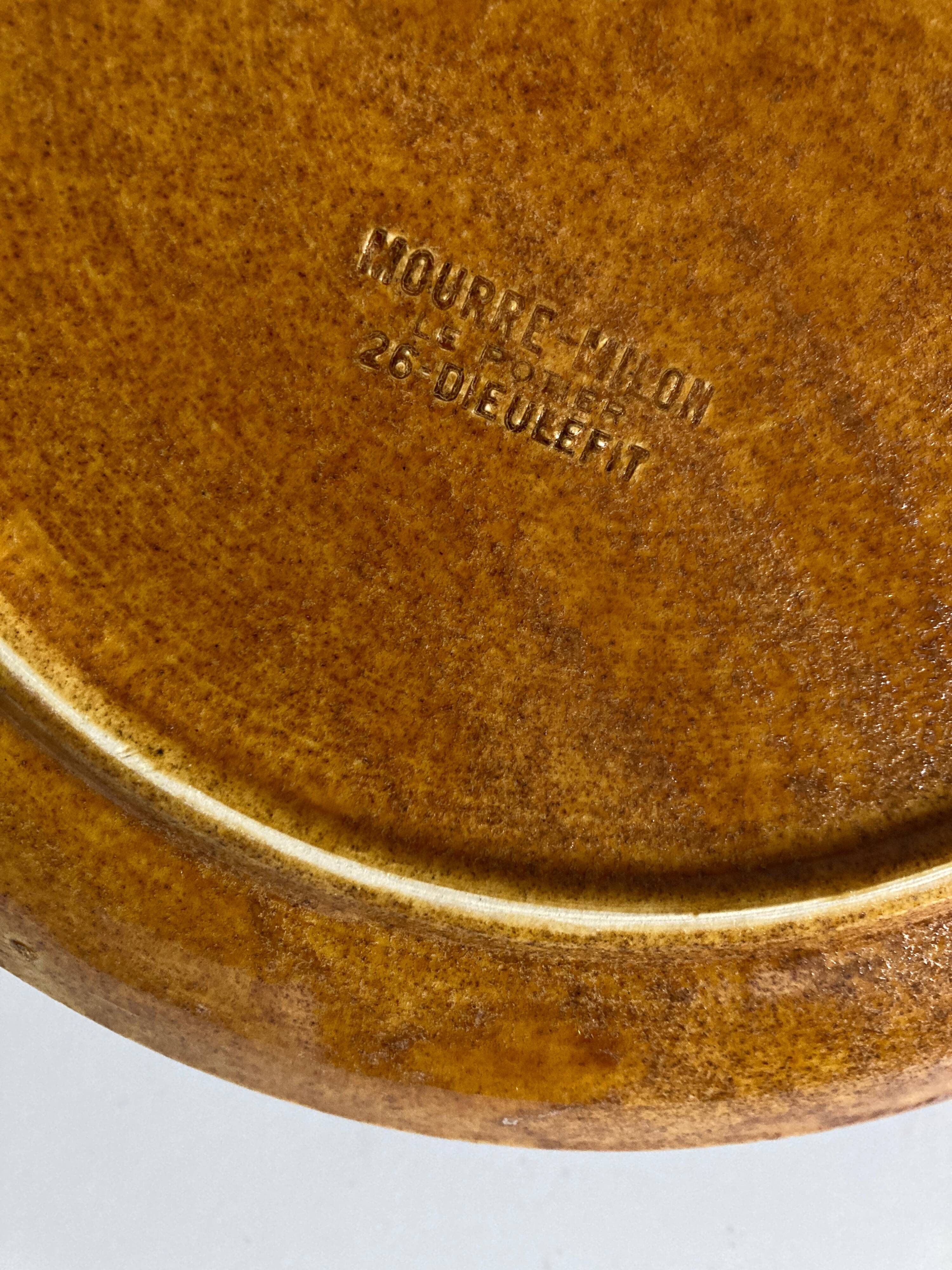 Set of 8 Dieulefit glazed earth plates workshop Mourre Milon 1970