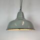 Lampe suspendue en émail gris industriel, années 1960