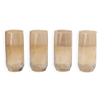 4 octagonal base water glasses