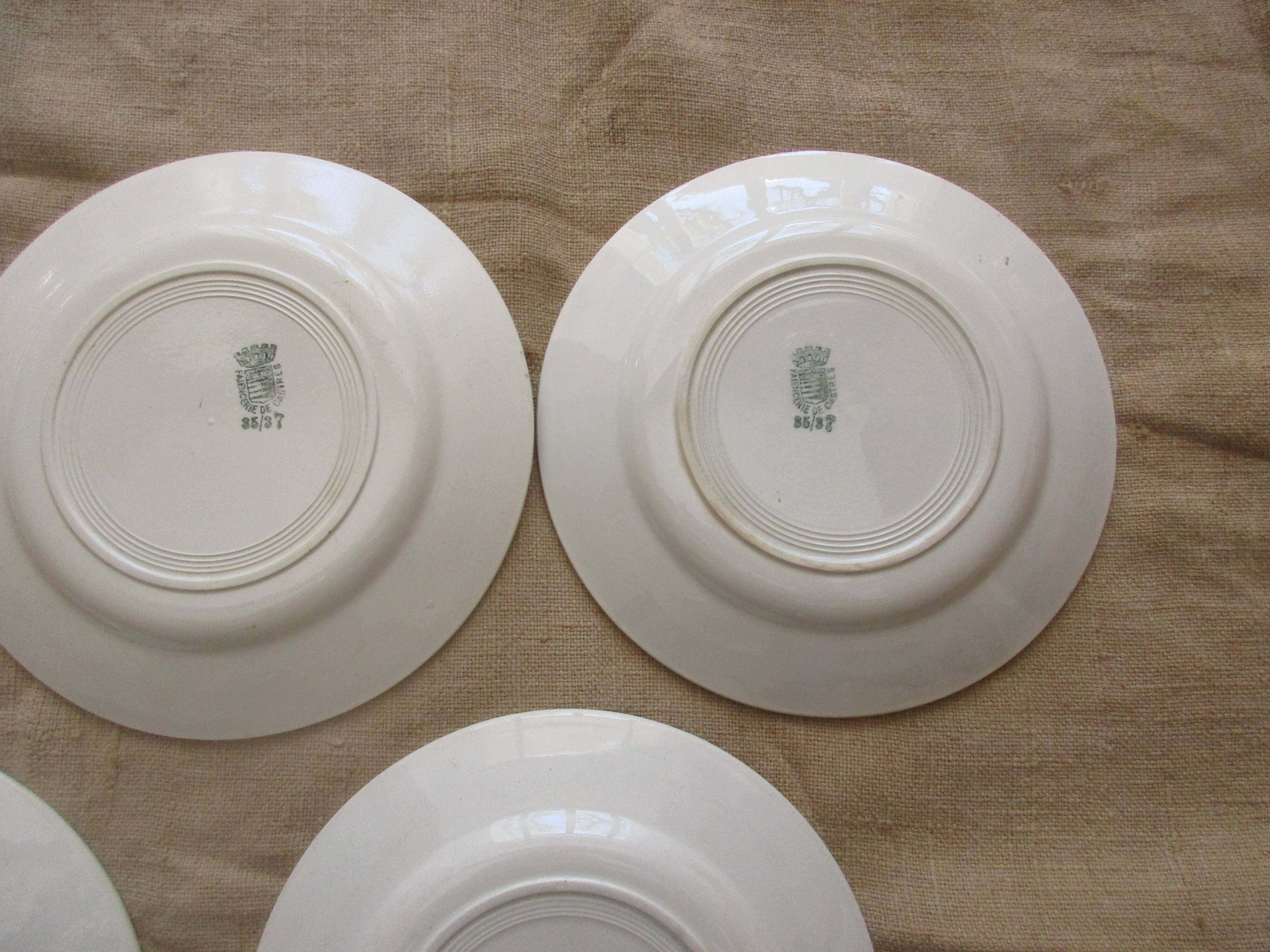Lots of 5 plates a dessert faiencerie de castres