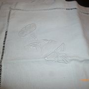 ensemble  nappe lin  et 12 serviettes tables  lin brodees anciennes