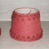 3 lampshades in jute and red braid + 1 vintage carcass