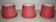 3 lampshades in jute and red braid + 1 vintage carcass