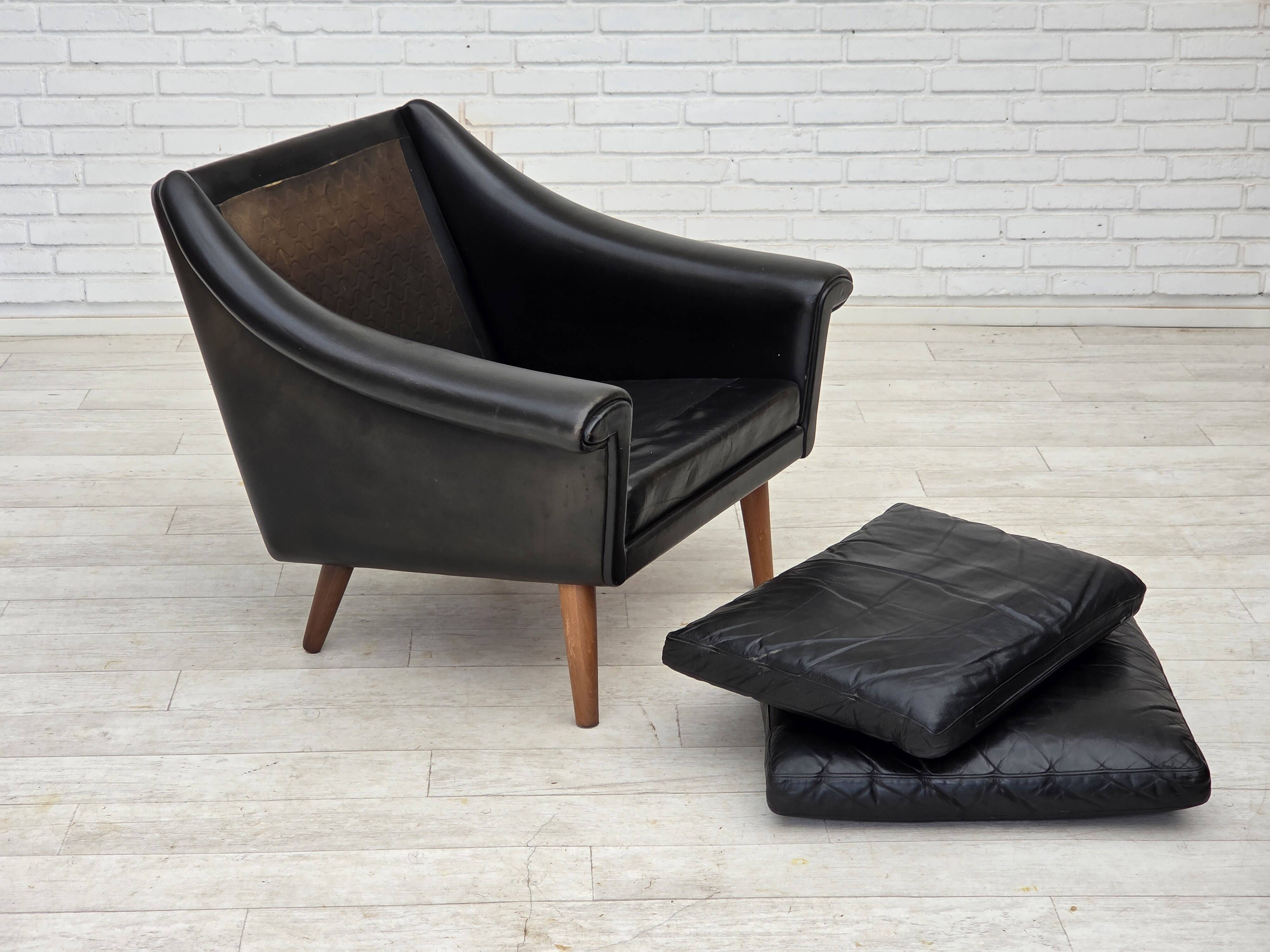 1960s, Danish armchair by Aage Christensen, furniture leather.