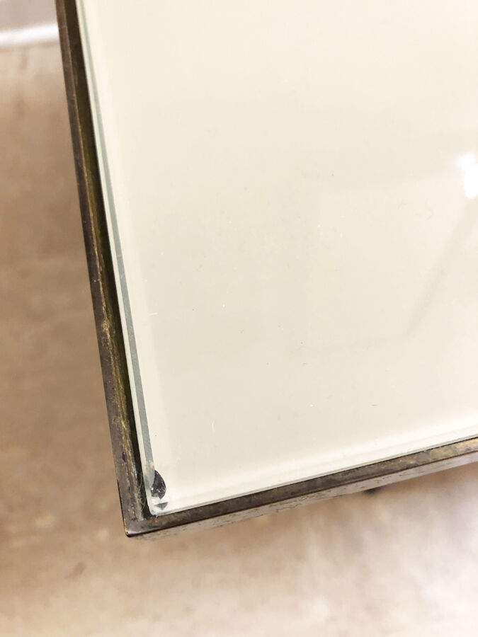 Modernist glass and brass coffee table, 1960