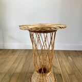 Table d'appoint en rotin / bambou années 1960-1970