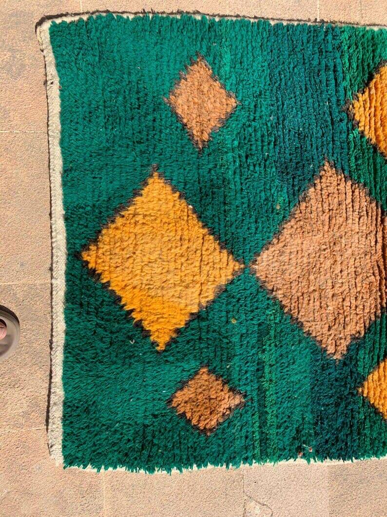 Handmade pure wool rug, size 100 x 200 cm