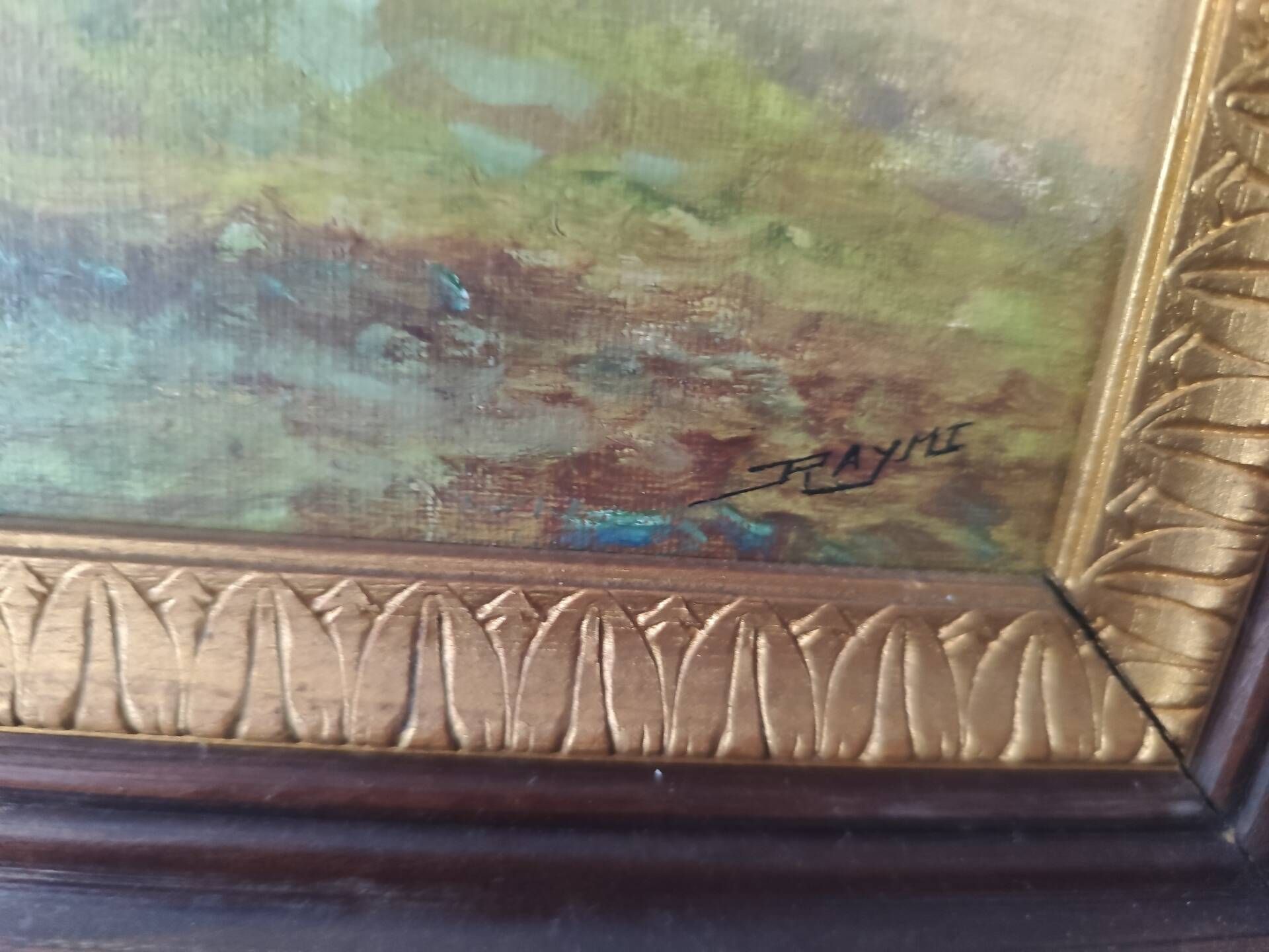 Beautiful painted picture depicting a seaside landscape.