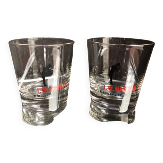 Set of 2 advertising glasses I. W. Straight bourbon