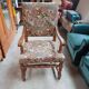 Louis XIII armchair, solid wood - Fabric upholstery