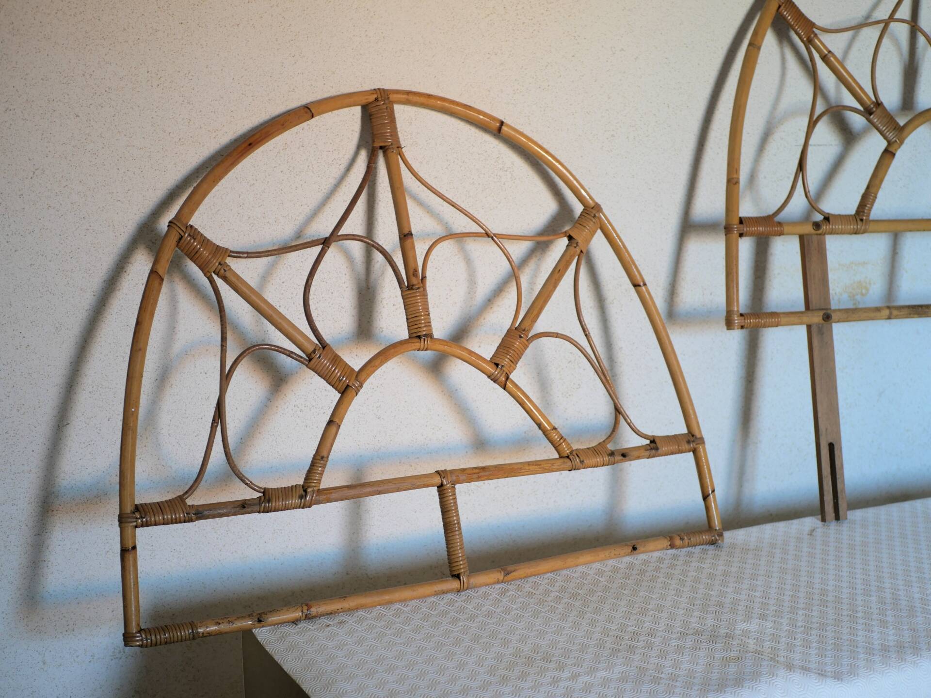 Pair of rattan headboards