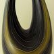 Earthenware vase decorated with yellow lines on a black and yellow background
