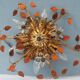 Banci-Firenze ceiling light, in Golden Iron and Crystal Flowers - 6 lamps