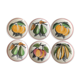 6 dessert plates fruit earthenware from Gien Cordon Rouge