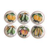 6 dessert plates fruit earthenware from Gien Cordon Rouge