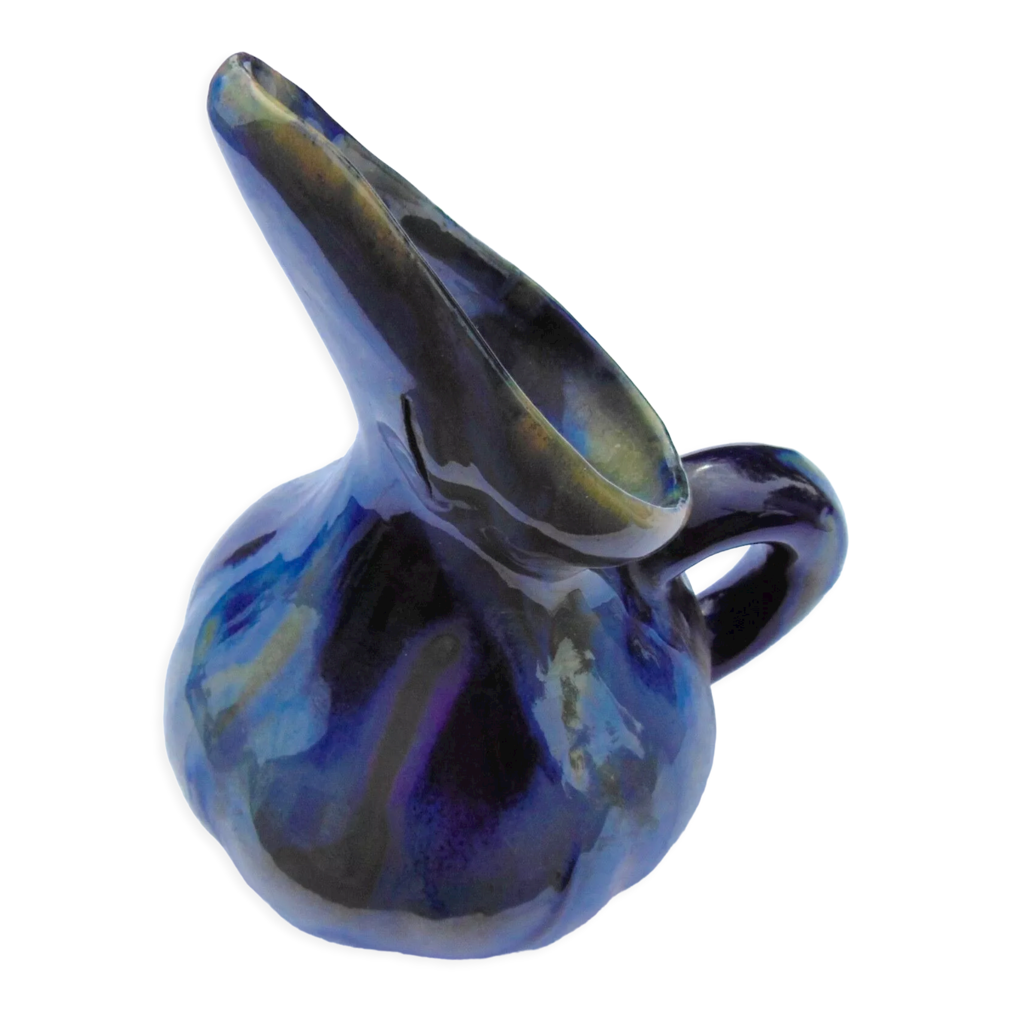 Enamelled ceramic pitcher - artist to identify