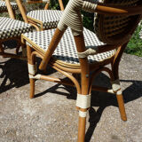 Chairs of terrace bistro type parisien in rattan et scoubidou