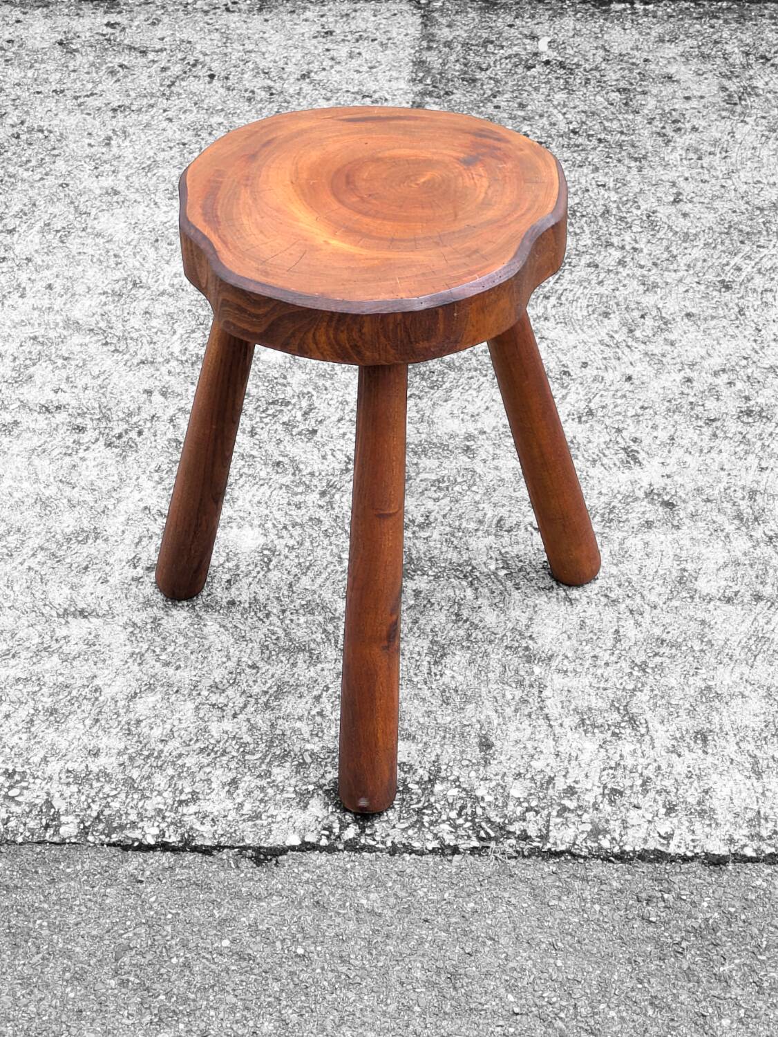 Vintage brutalist tripod stool