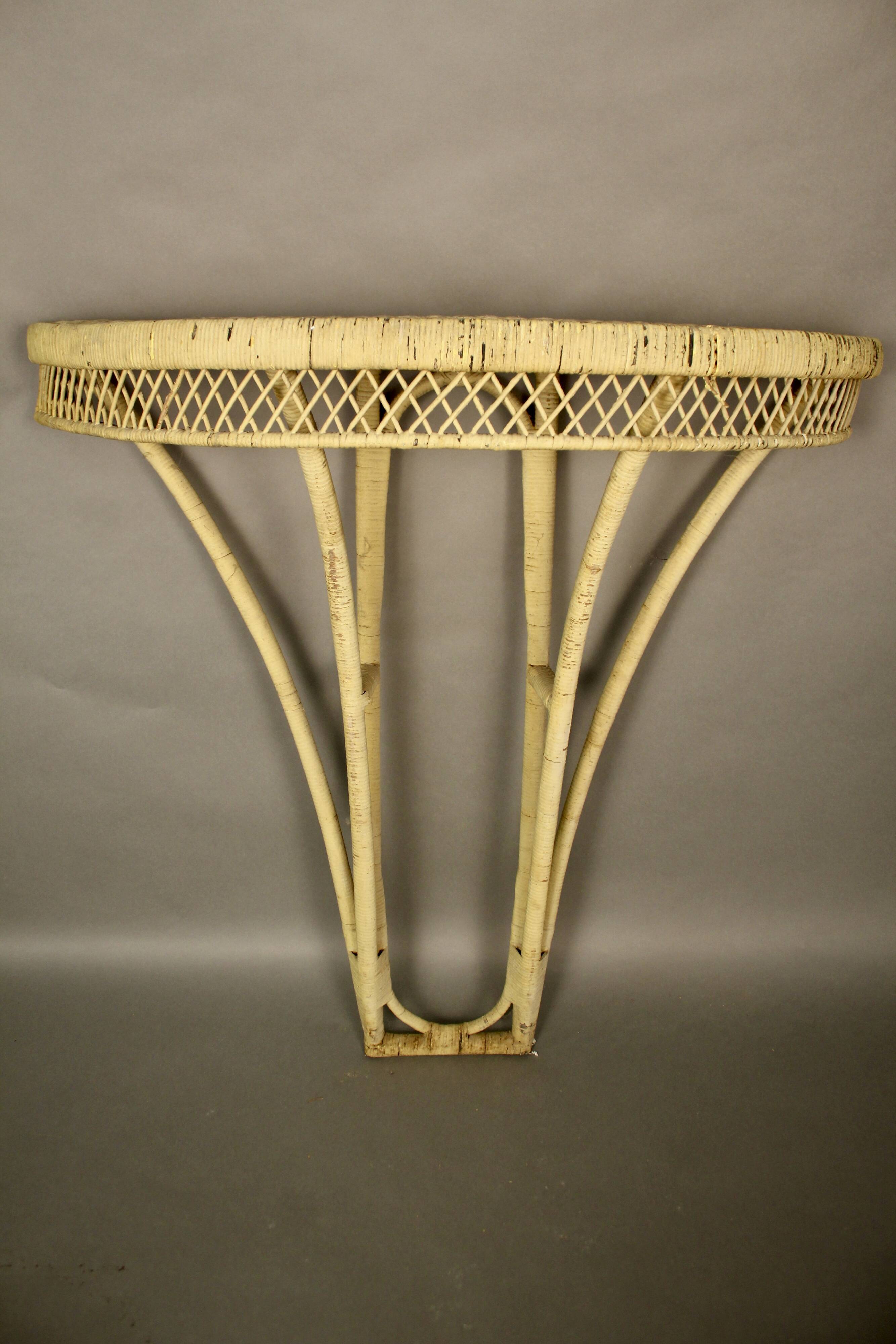 Vintage Rattan Wall Console