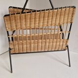 Raoul Guys magazine rack 1950s  
Rattan and black metal