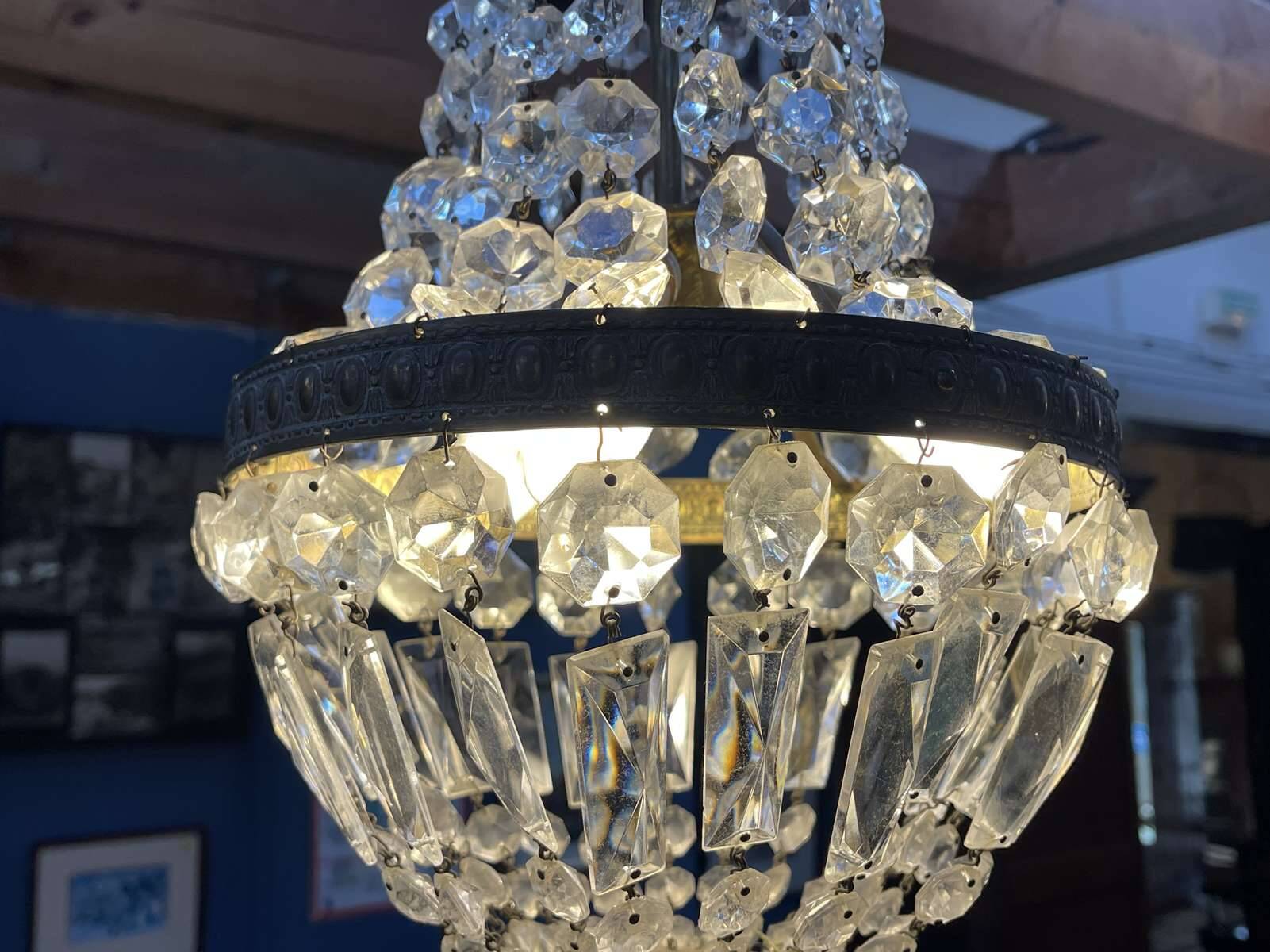 Balloon chandelier with pendants, early 20th century