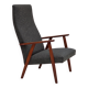 1970s, Danish highback armchair, furniture fabric, teak wood.