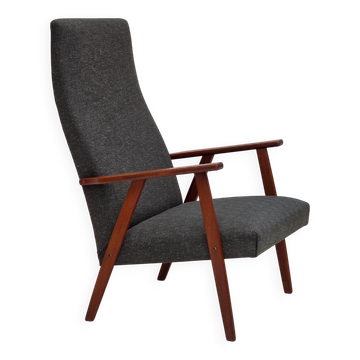 Fauteuil danois en tissu et teck, années 1970