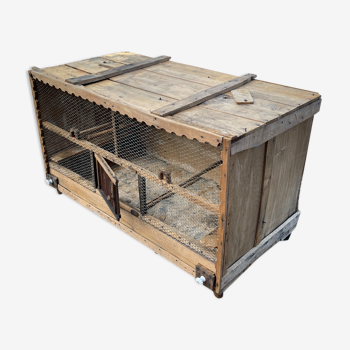 Cage volière ancienne oiseaux / pigeon art populaire bois 1900'