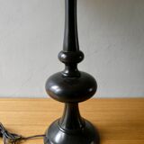 Turned wooden lamp, black laqué, 85 cm