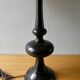 Turned wooden lamp, black laqué, 85 cm