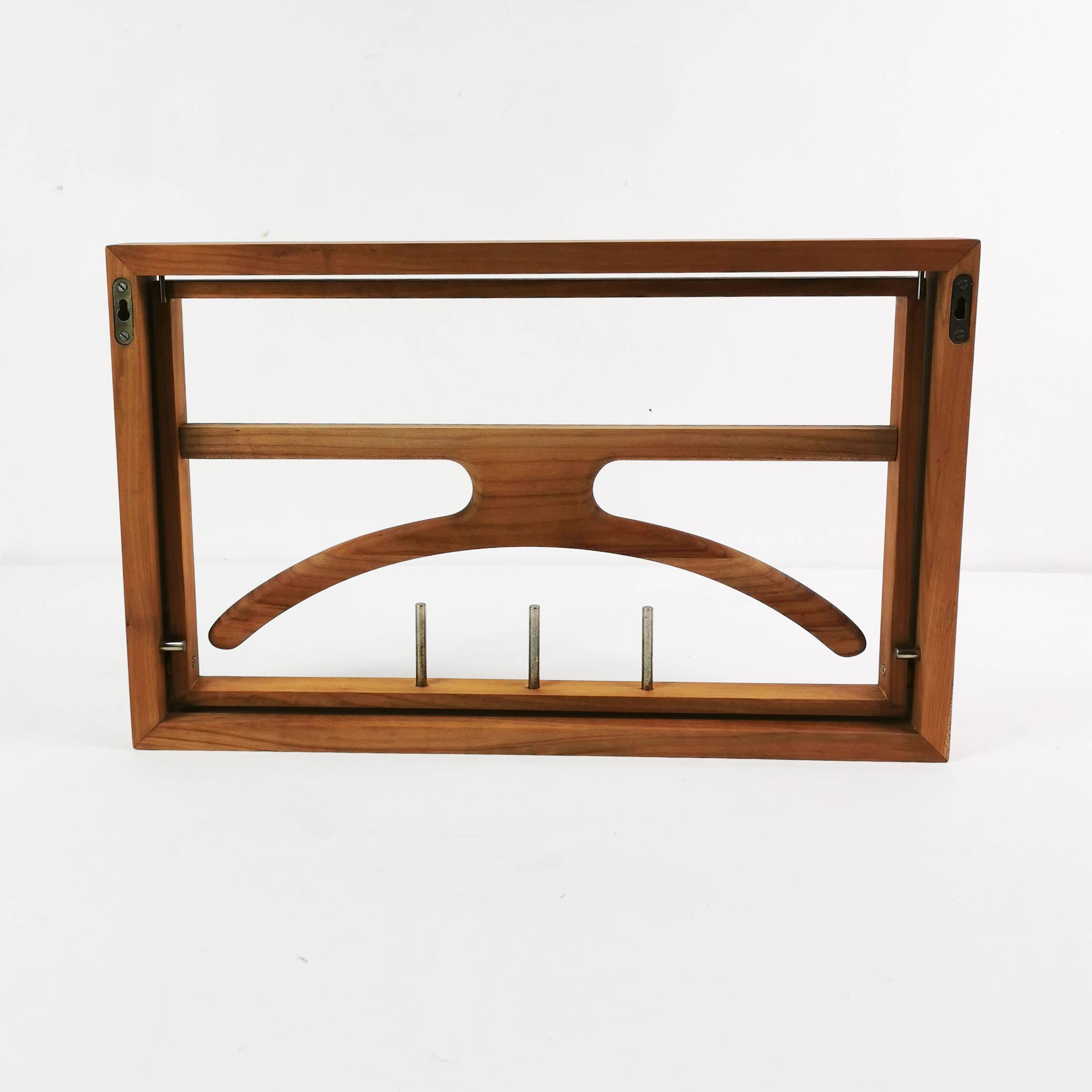 Modernist extendable wall coat rack, Denmark 1970s.