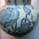Art Nouveau toilet broc, blue-grey Iris décor, signed Longchamp